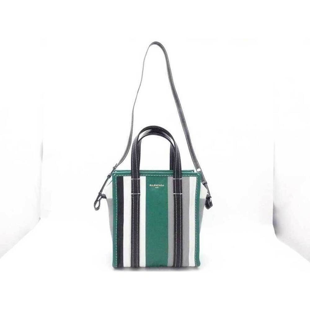Balenciaga Green White Black Shopper Leather Bag Bazaar Shoulder